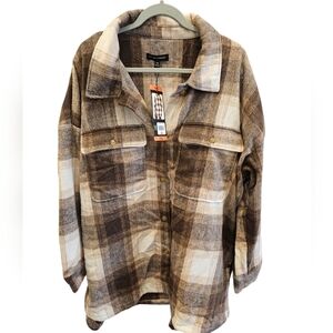 Banana Republic Womens Wool Blend Plaid Shacket Shirt Jacket NEW